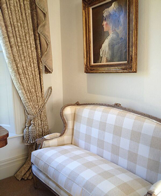Cranbrook-Interiors-plaid-upholstered-love-seat